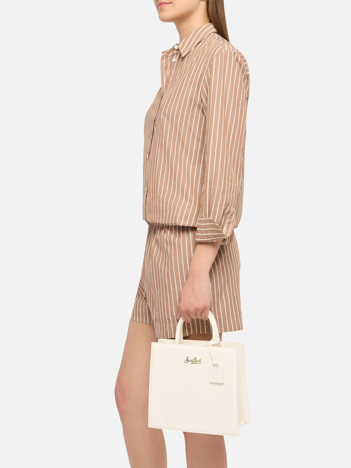 Shop Bag Midi in pelle bianco avorio