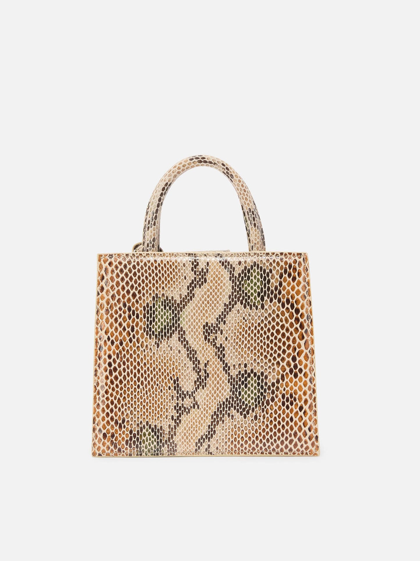 Shop Bag Midi in beige python-print leather