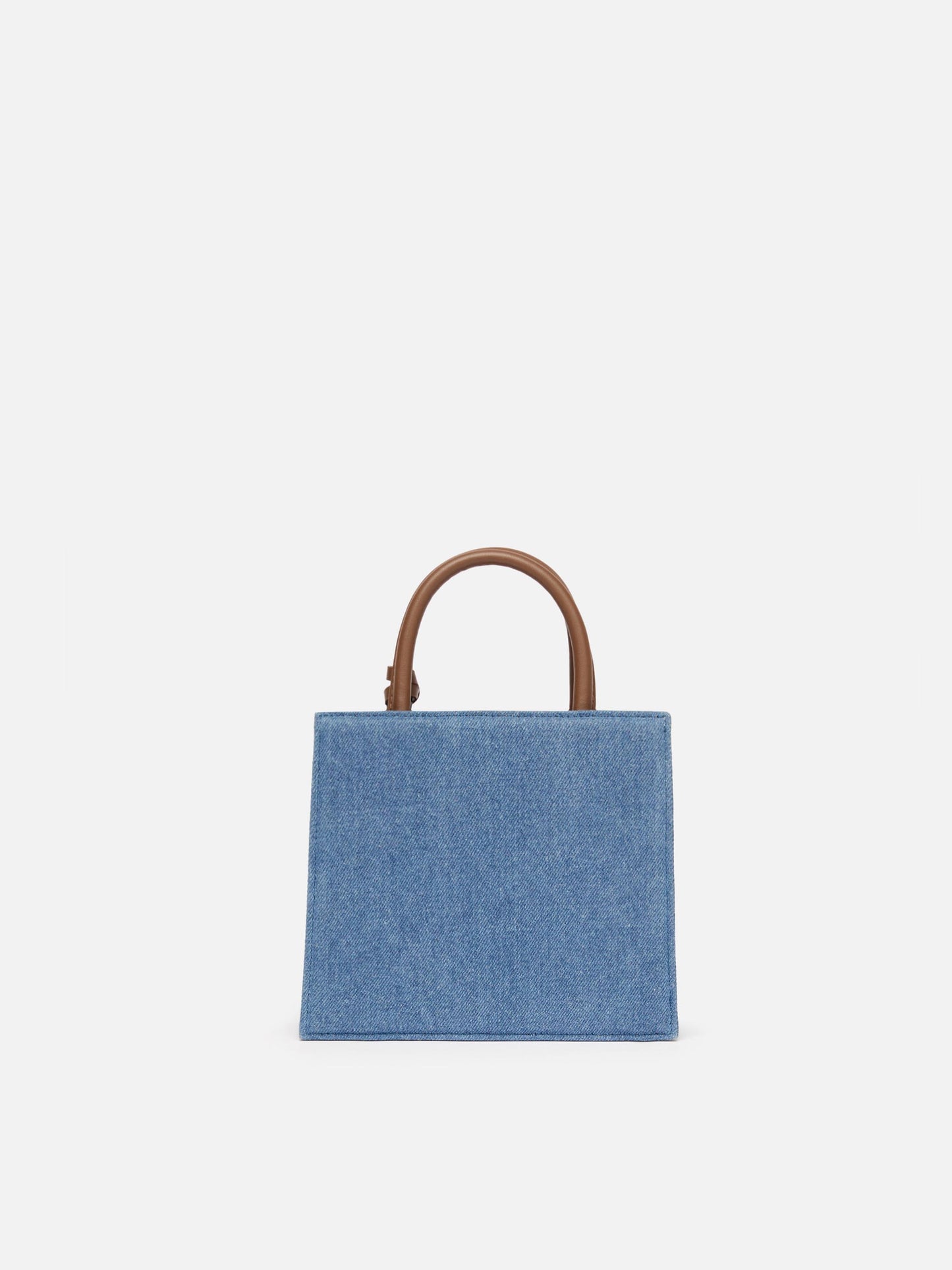 Borsa Shop Mini strutturata in denim con dettagli in pelle