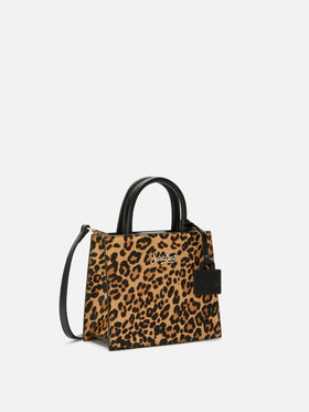 Shop Bag Mini aus Leopardenmuster-Ponyleder
