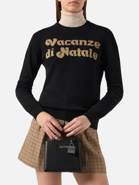 Shop Bag Mini Handtasche aus schwarzem Leder