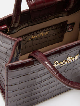 Bordeaux Mini Shop bag in croco print leather