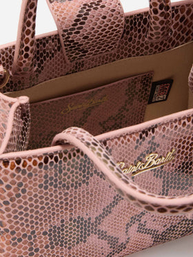 Borsa a mano Shop Bag Mini in pelle stampa pitonata rosa