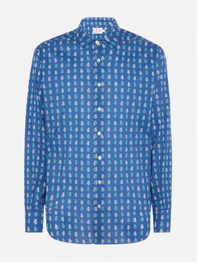 Muslin cotton shirt Sikelia with batik print