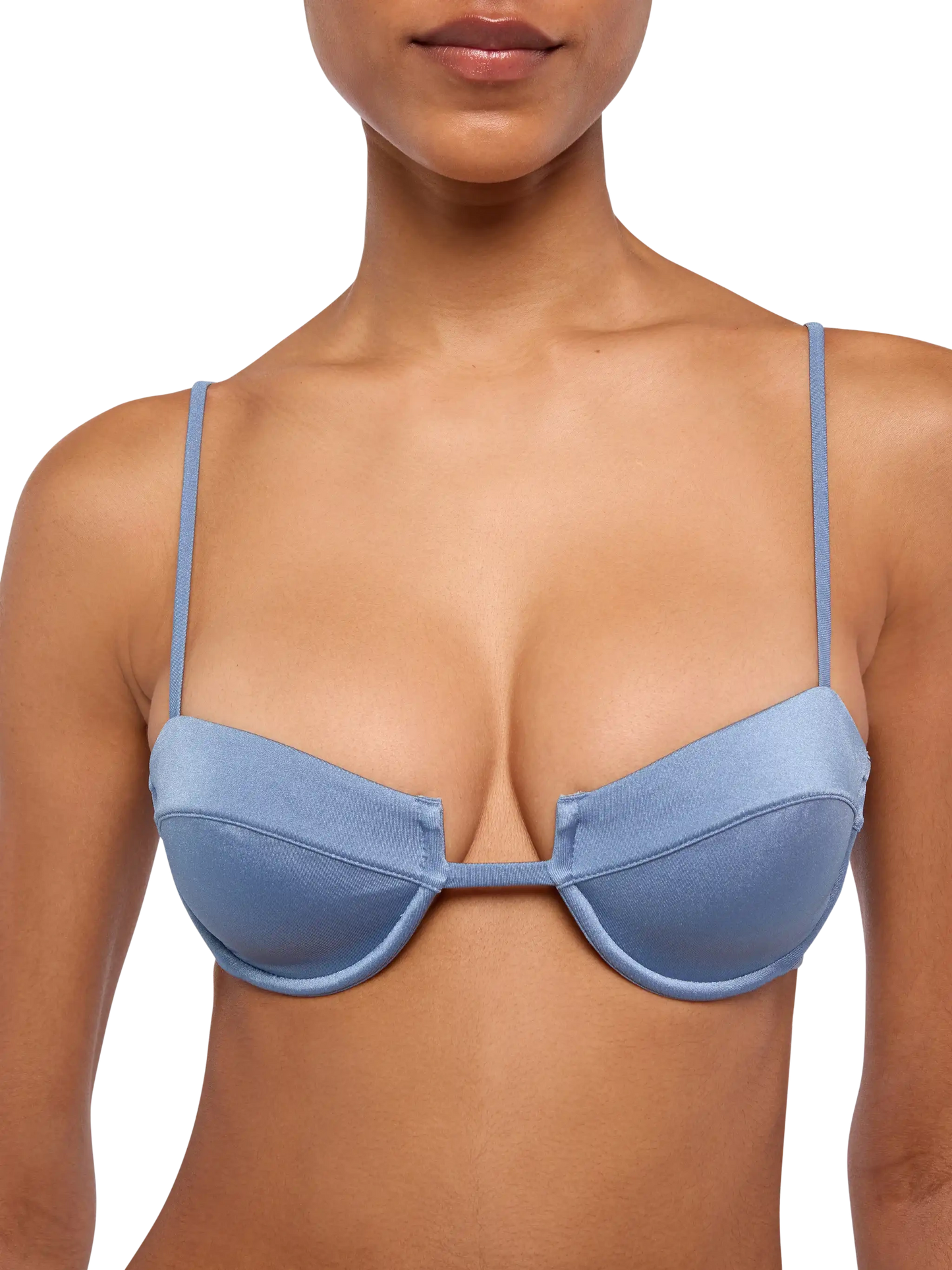 Marielle shimmeravio blue classic swim briefs - Salina avio blue underwired bralette - MC2 Saint Barth