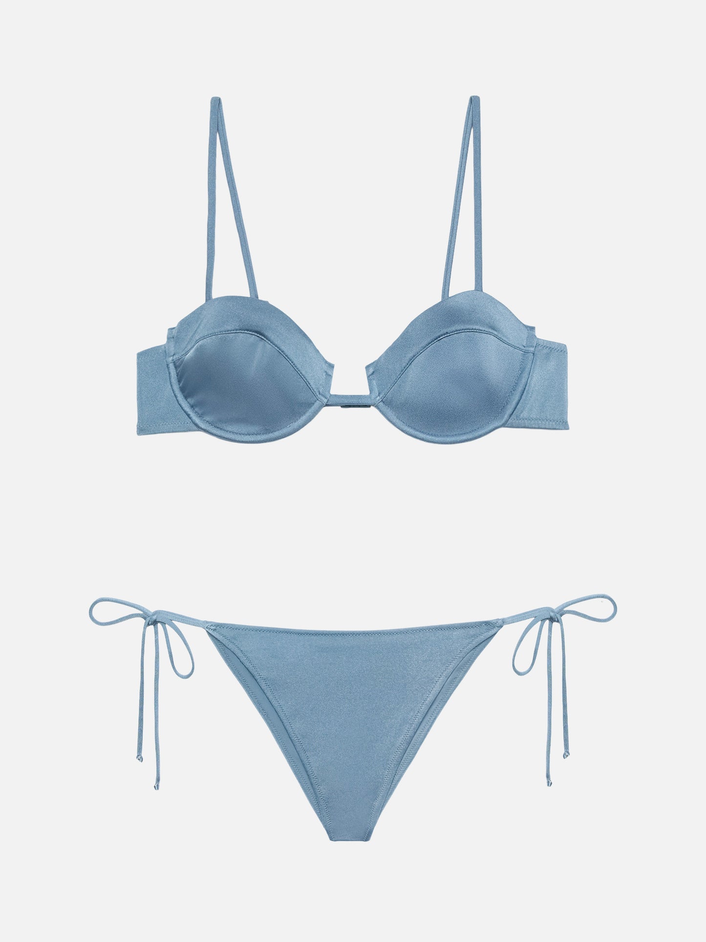 Bikini bralette con ferretto Salina Marielle in shimmer color avio blue
