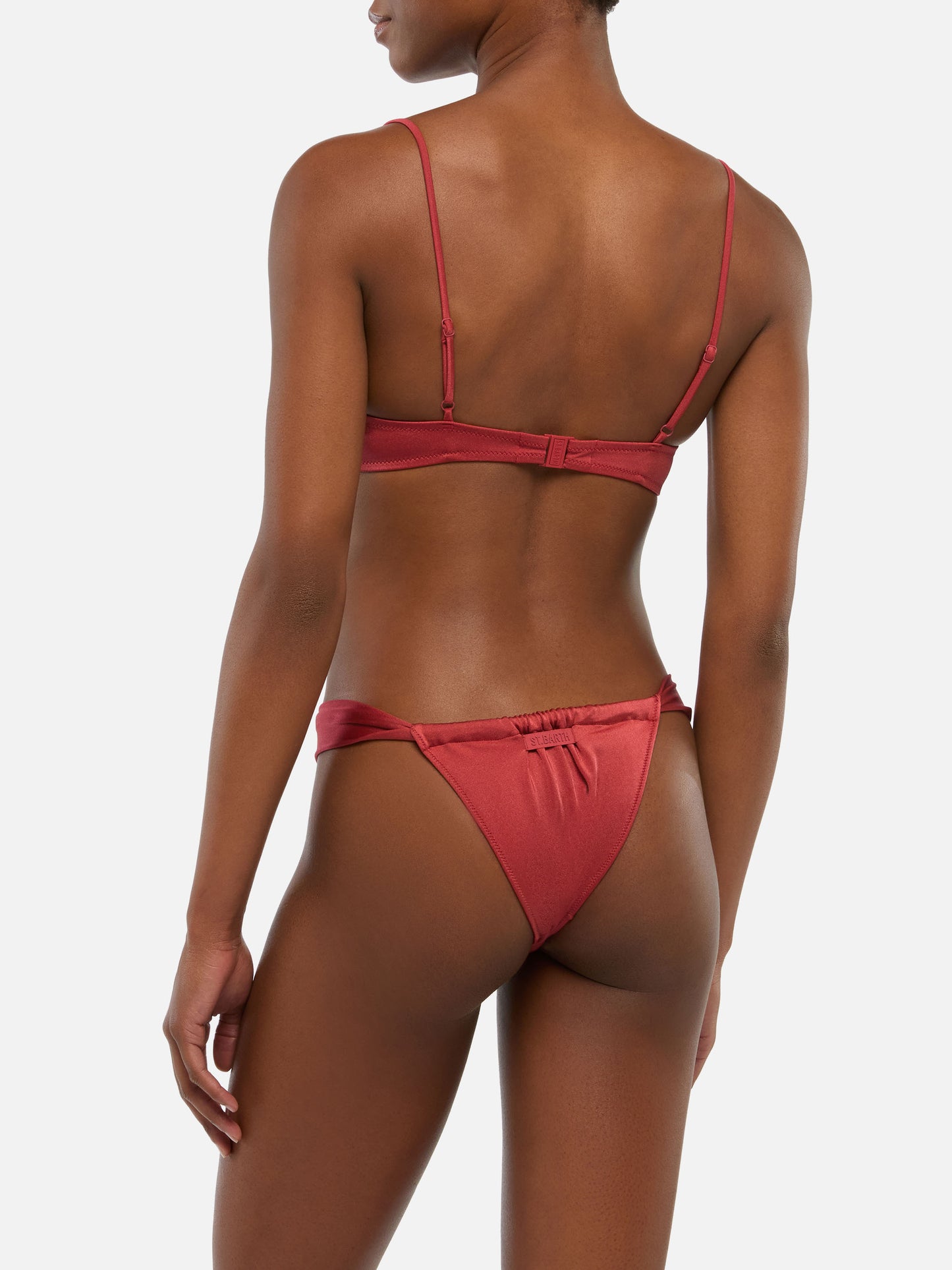 Bikini brassière à armatures Salina Noelle avec bas de maillot cheeky en rouge brique irisé 