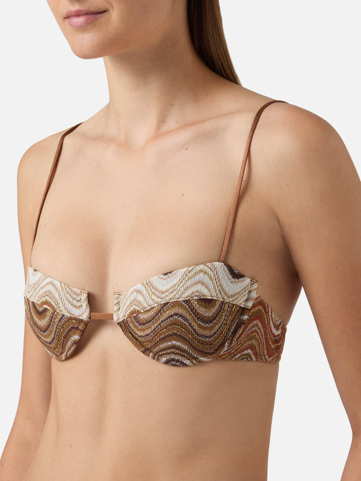 Top bikini Salina balconette in tessuto raschel degrade