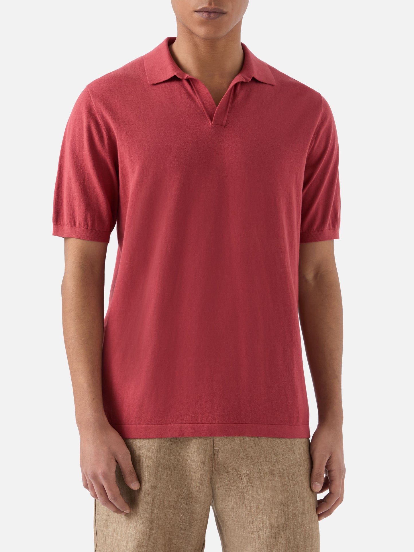 Sloan solid brick red polo in premium high-twist cotton
