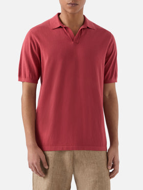 Sloan solid brick red polo in premium high-twist cotton