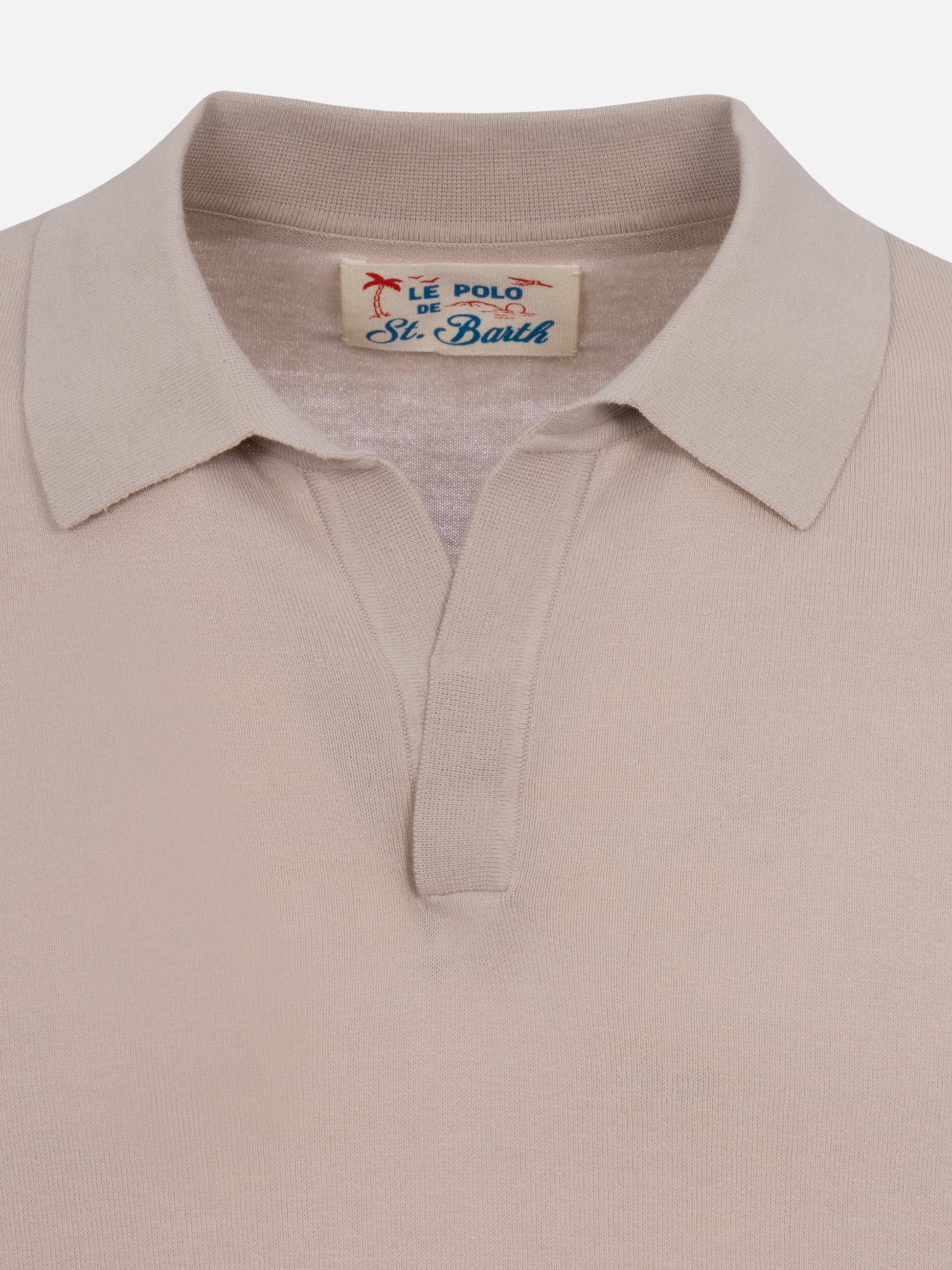 Sloan stone grey buttonless knitted polo shirt - MC2 Saint Barth