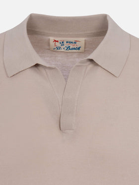 Sloan stone grey buttonless knitted polo shirt - MC2 Saint Barth