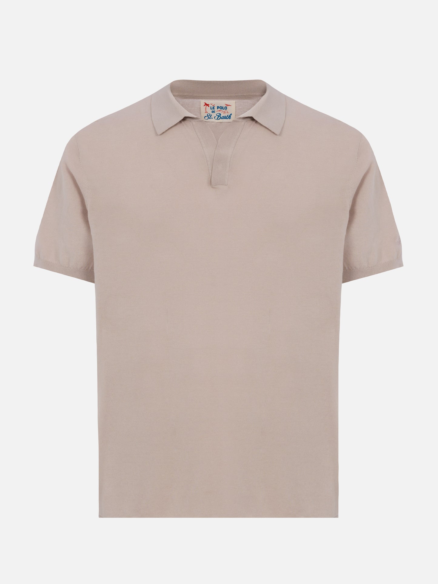 Sloan stone grey buttonless knitted polo shirt - MC2 Saint Barth