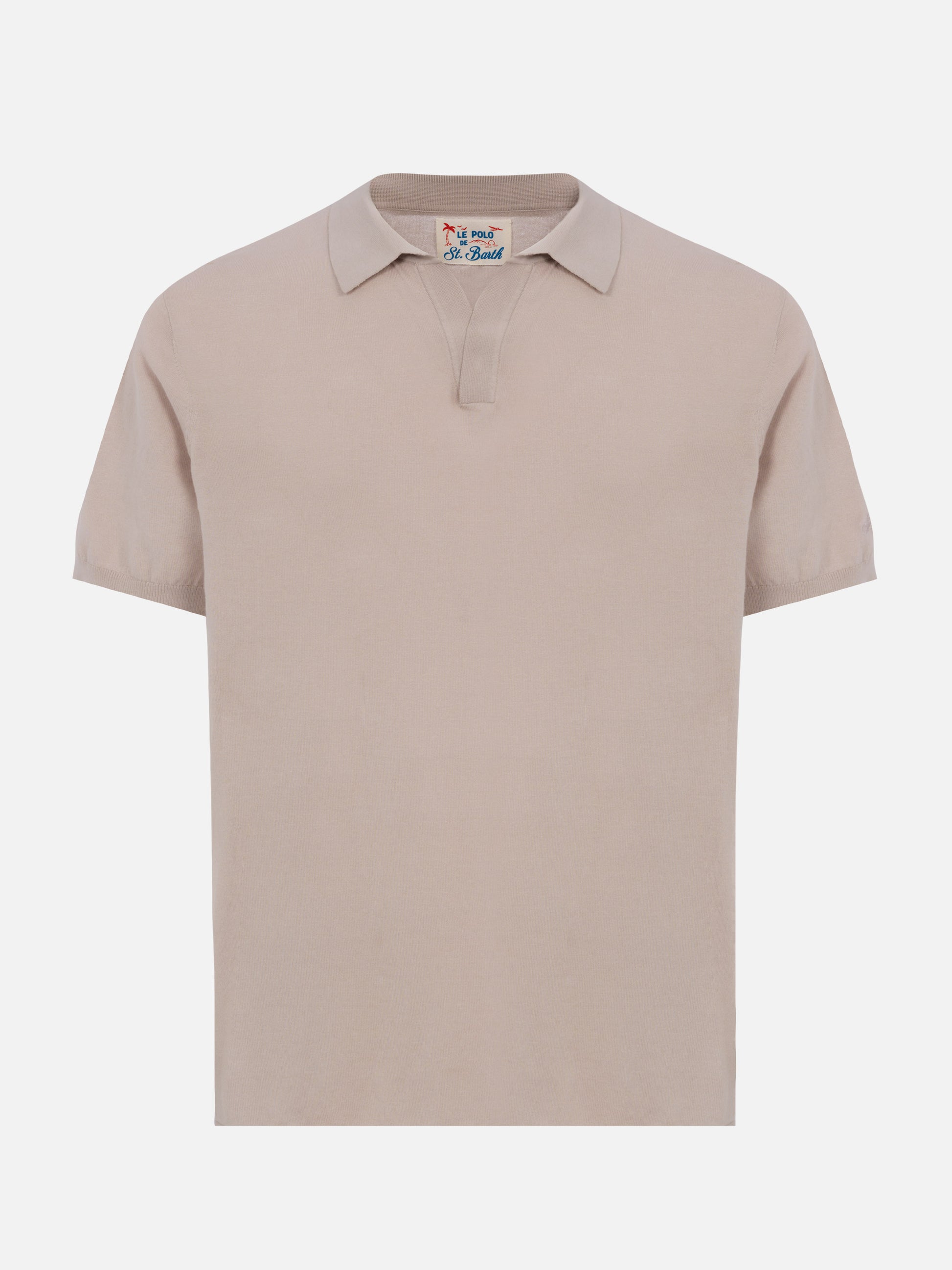 Sloan stone grey buttonless knitted polo shirt - MC2 Saint Barth
