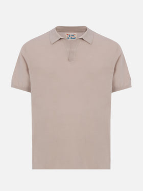Sloan stone grey buttonless knitted polo shirt - MC2 Saint Barth