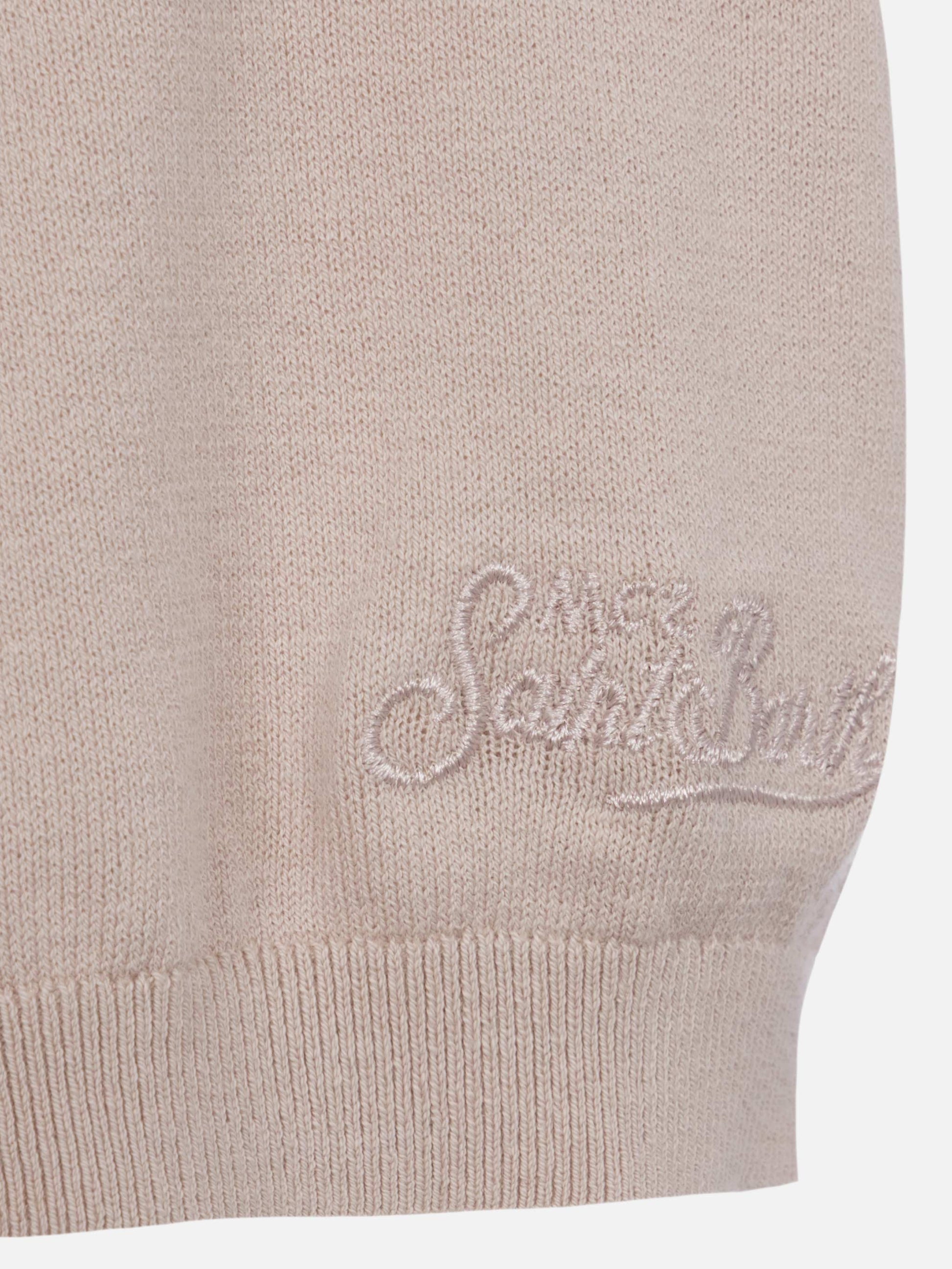 Sloan stone grey buttonless knitted polo shirt - MC2 Saint Barth