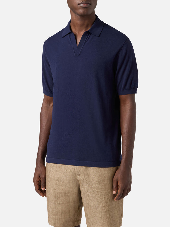 Sloan polo in navy blue premium high-twist cotton