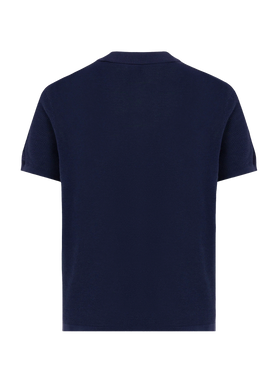 Sloan navy blue mesh buttonless knitted polo shirt - MC2 Saint Barth