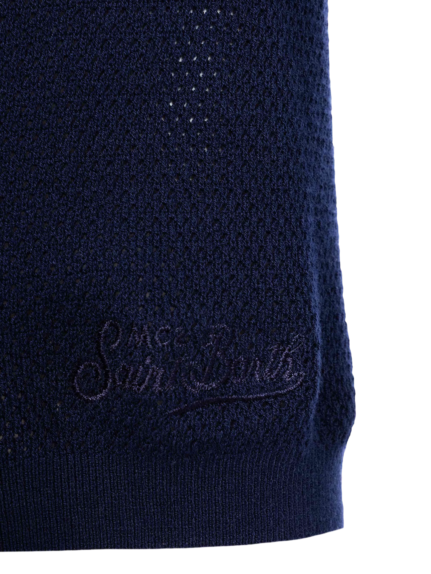 Sloan navy blue mesh buttonless knitted polo shirt - MC2 Saint Barth