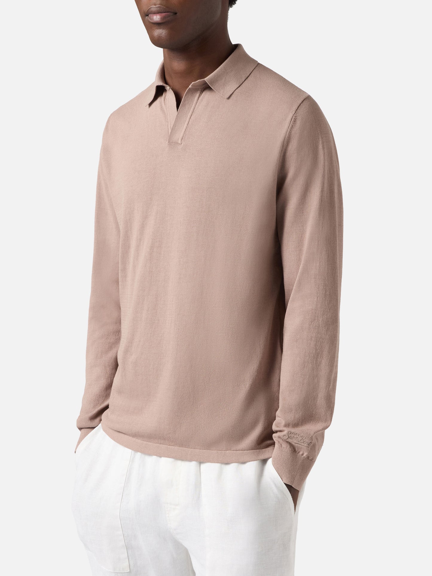Sloan Poloshirt aus High-Twist-Baumwolle in Taupe 