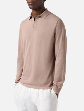 Sloan Poloshirt aus High-Twist-Baumwolle in Taupe 