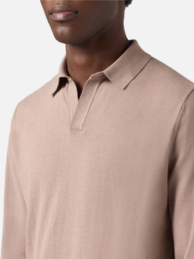 Sloan Poloshirt aus High-Twist-Baumwolle in Taupe 