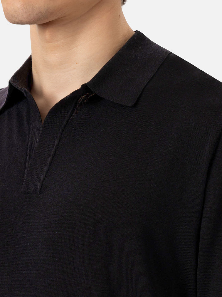 Sloan black silk cotton knitted polo shirt - MC2 Saint Barth