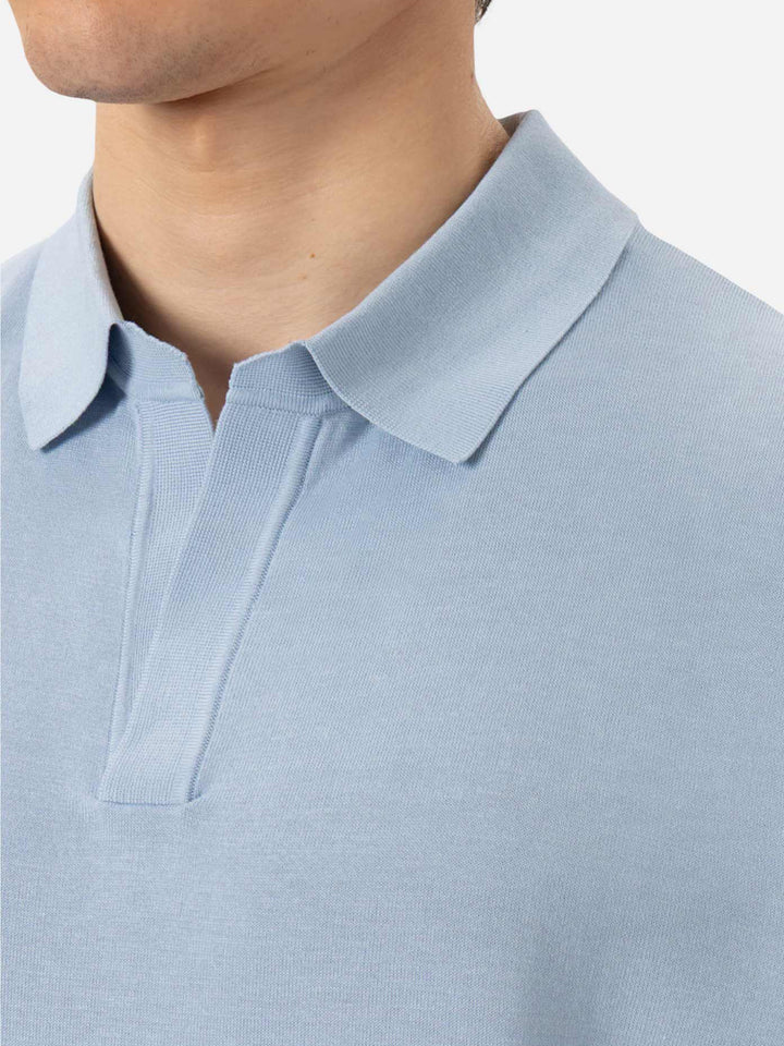 Sloan light blue silk cotton knitted polo shirt - MC2 Saint Barth