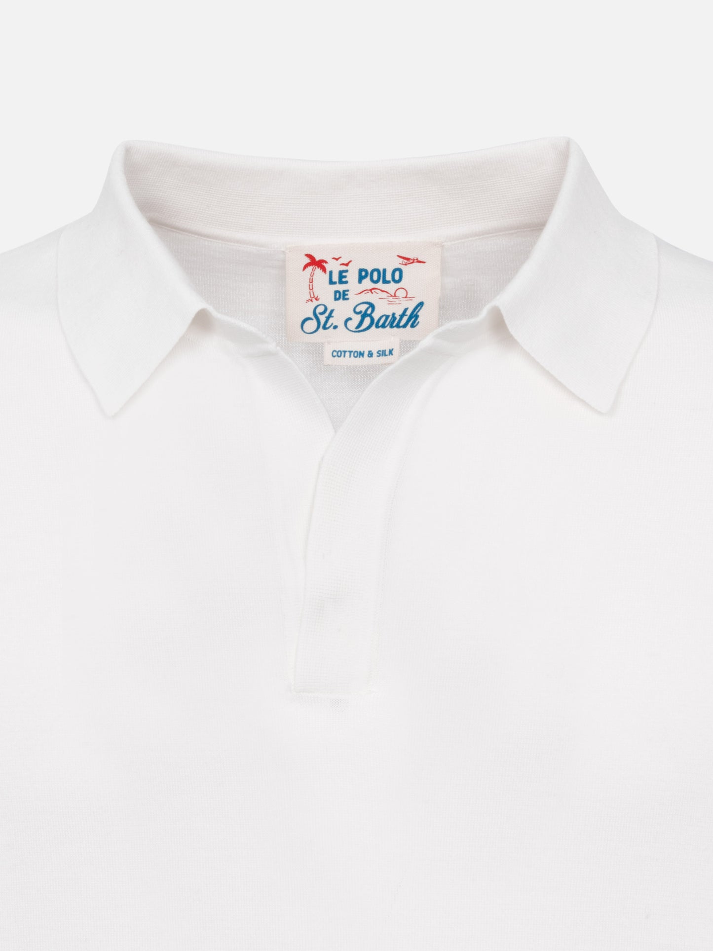 Sloan white silk cotton knitted polo shirt - MC2 Saint Barth