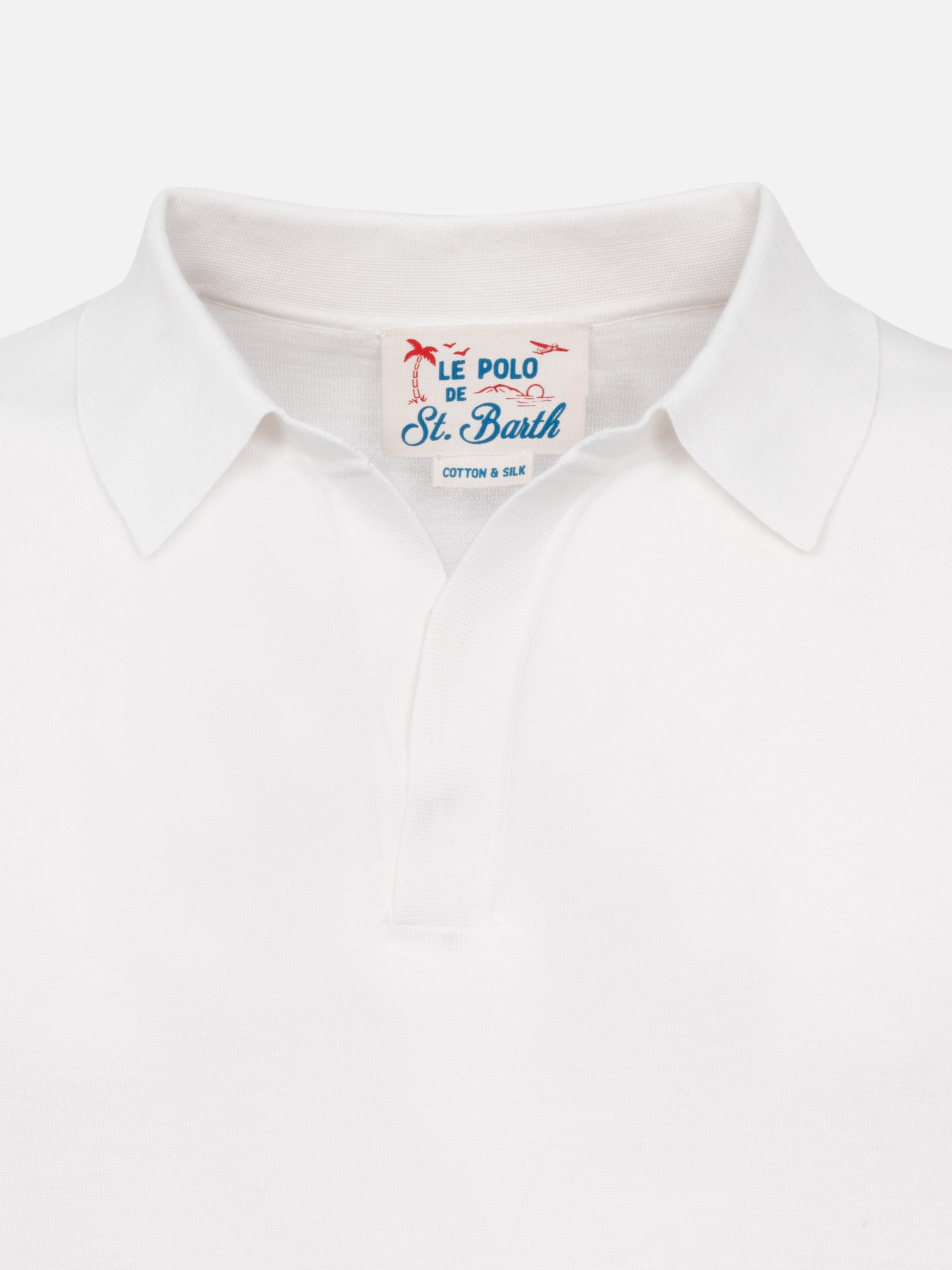 Sloan white silk cotton knitted polo shirt - MC2 Saint Barth