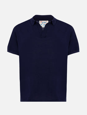 Sloan navy blue silk cotton knitted polo shirt - MC2 Saint Barth