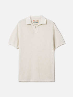Sloan Mesh beige polo in premium high-twist cotton