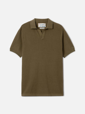 Sloan Mesh military green polo in premium high-twist cotton