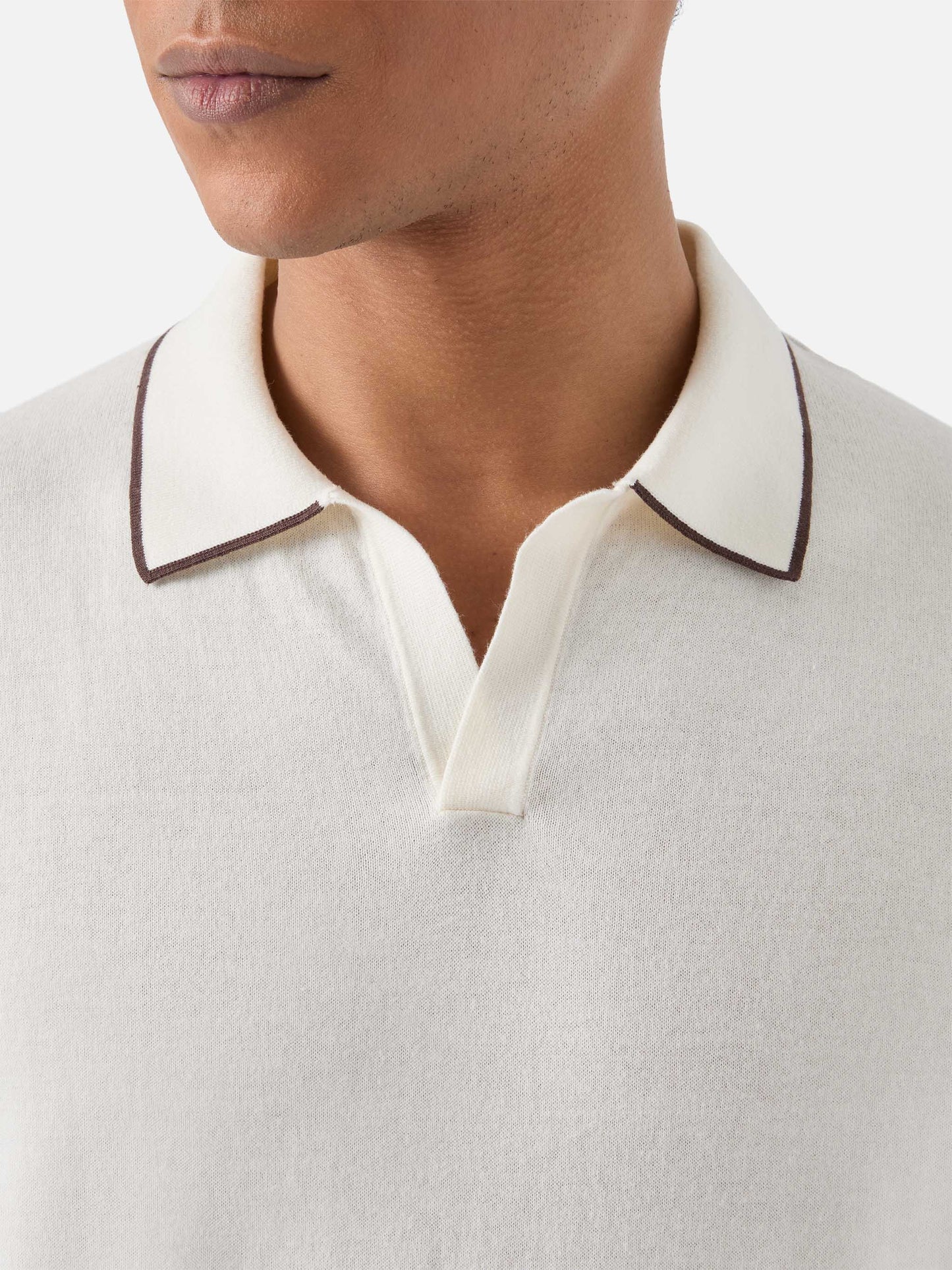 Sloan beige polo in premium high-twist cotton with contrast trims