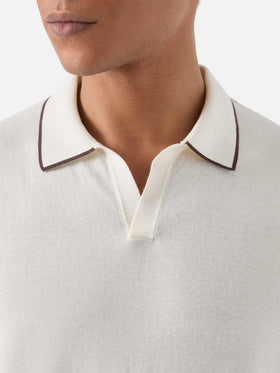 Sloan beige polo in premium high-twist cotton with contrast trims