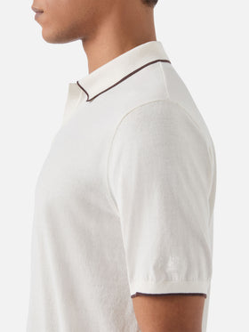 Sloan beige polo in premium high-twist cotton with contrast trims