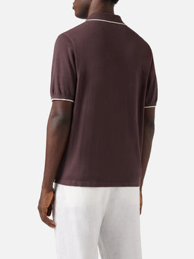 Sloan brown polo in premium high-twist cotton with contrast trims