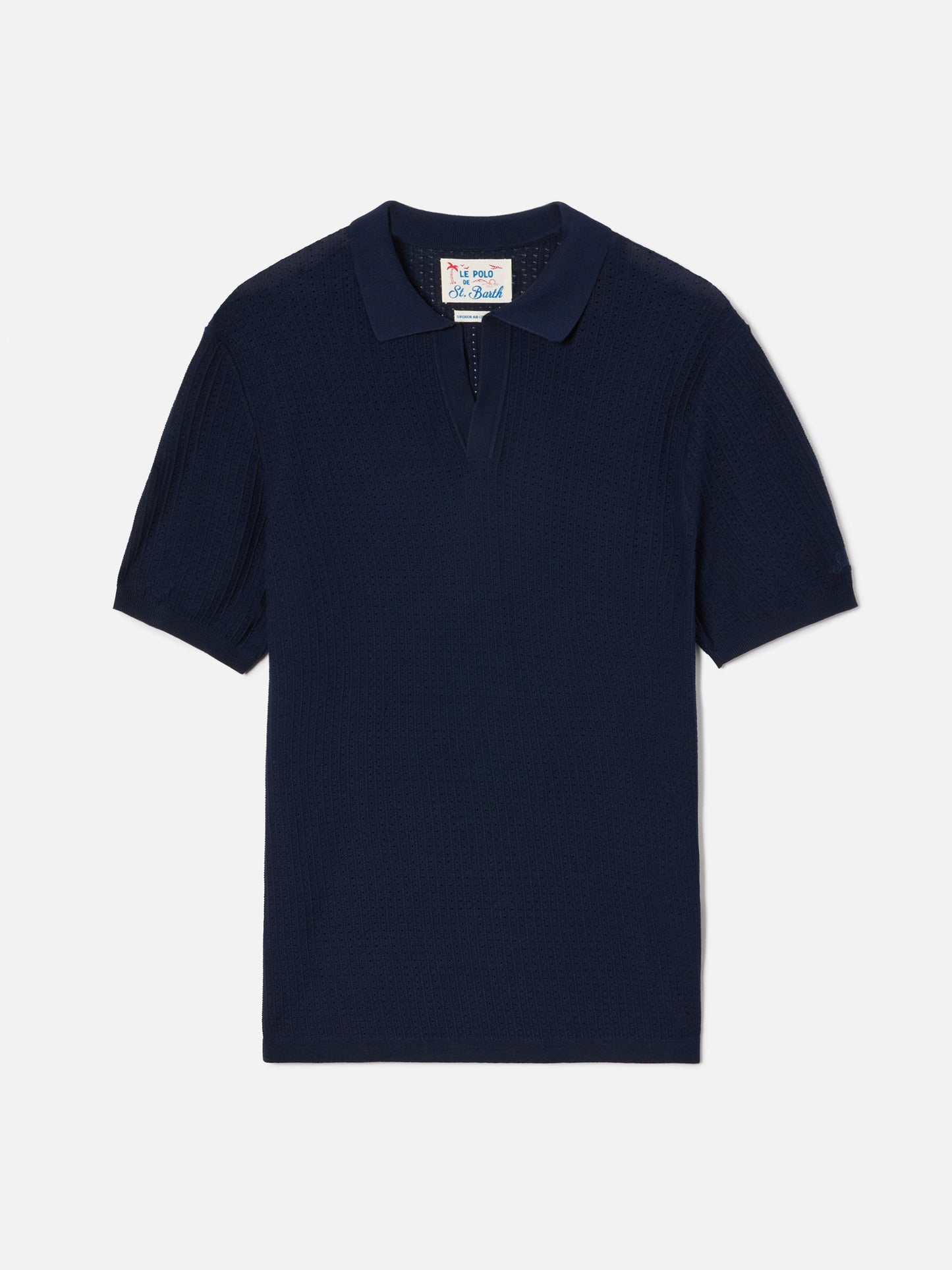 Sloan Net blue polo in premium high-twist cotton