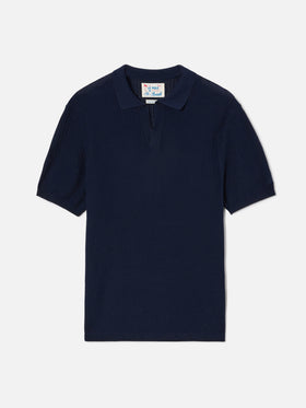 Sloan Net blue polo in premium high-twist cotton