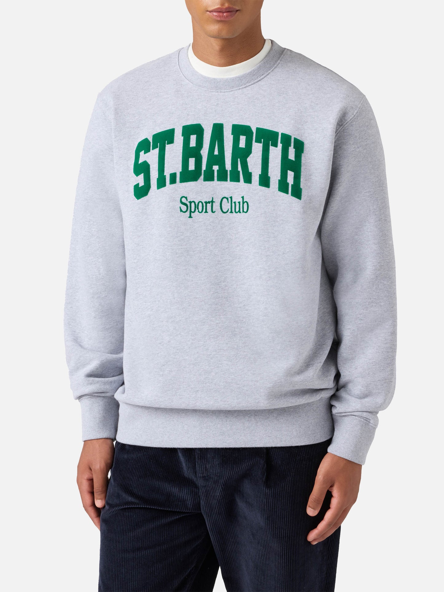 Soho cotton sweatshirt in grey melange with flock St. Barth Sport Club print