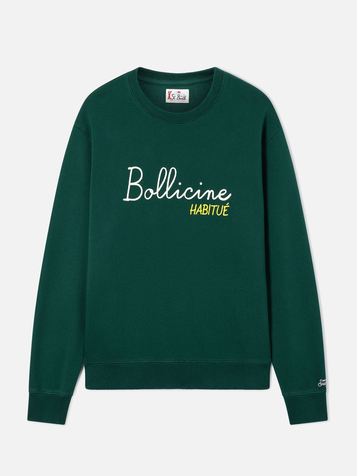 Sweat-shirt ras-du-cou Soho en coton vert avec broderie Bollicine Habitué 