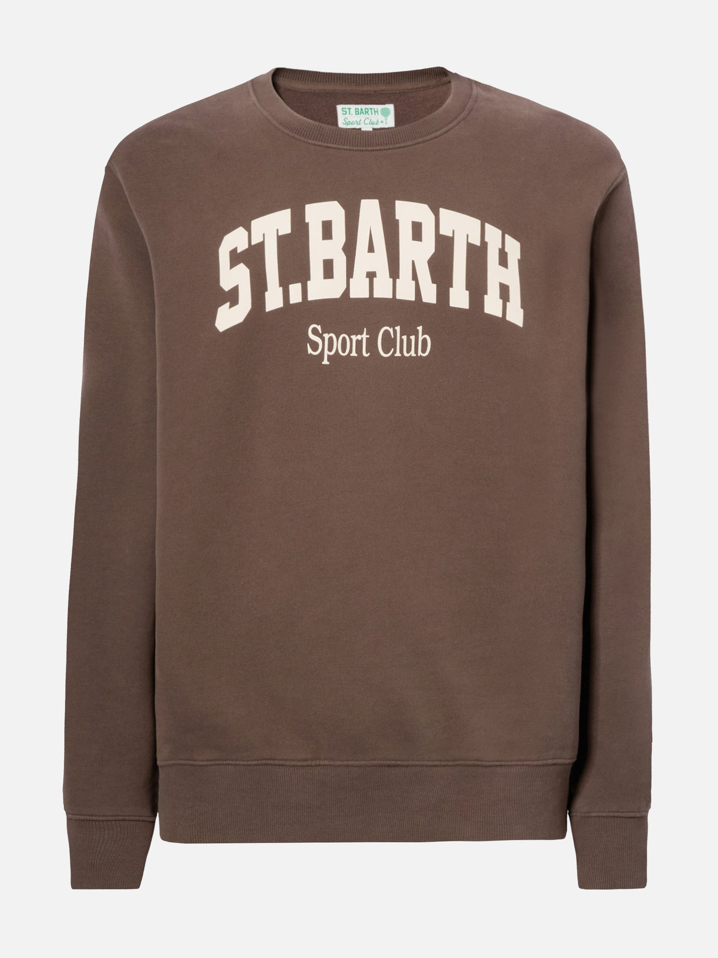 Felpa Soho in cotone marrone con stampa St. Barth sport club