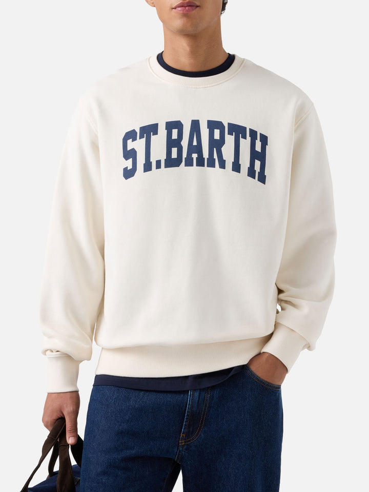 Soho Rundhals-Sweatshirt aus weißer Baumwolle mit St. Barth-Print 