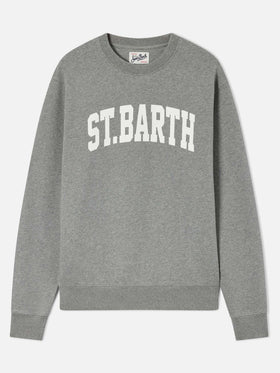 Felpa girocollo Soho in cotone grigia con stampa St. Barth