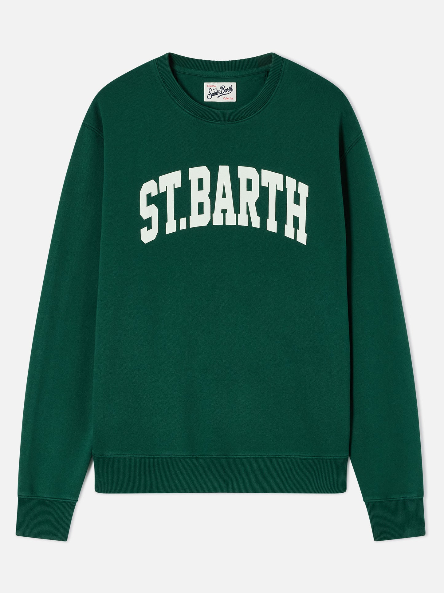 Sudadera de cuello redondo Soho en algodón verde con estampado St. Barth 
