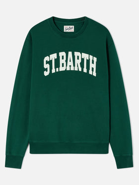 Sudadera de cuello redondo Soho en algodón verde con estampado St. Barth 