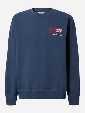 Felpa Soho in cotone blu navy con ricamo Aperol Spritz
