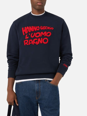 Felpa Soho blu navy in cotone con ricamo Uomo Ragno | Special edition