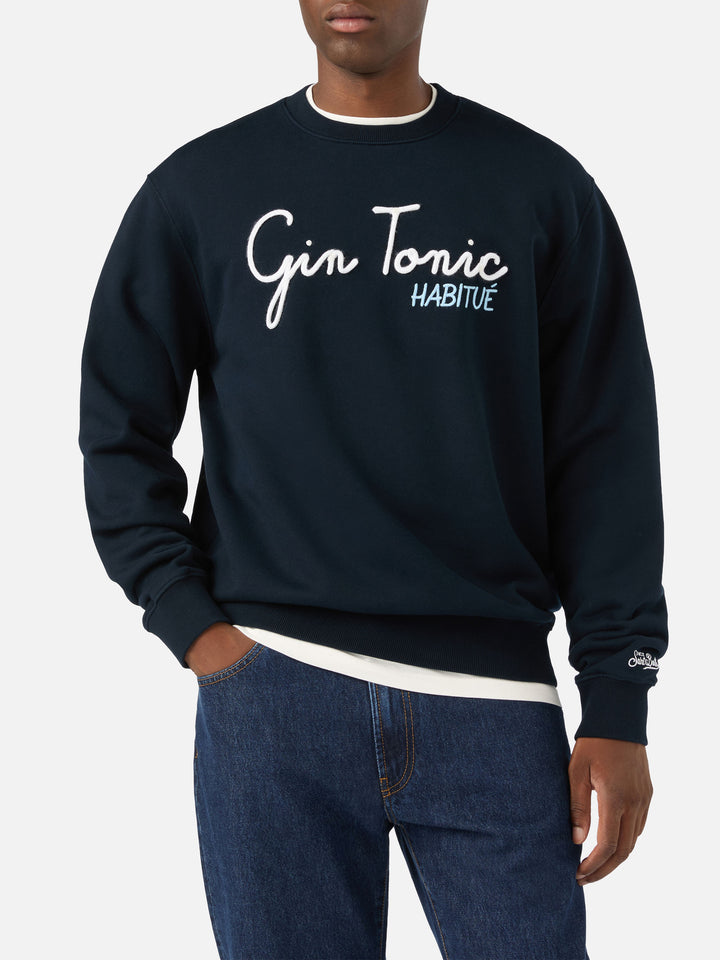Sweat-shirt Soho en coton Navy blue avec broderie Gin Tonic Habitué 