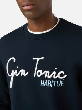 Navy blue Soho Sweatshirt aus Baumwolle mit Gin Tonic Habitué Stickerei 